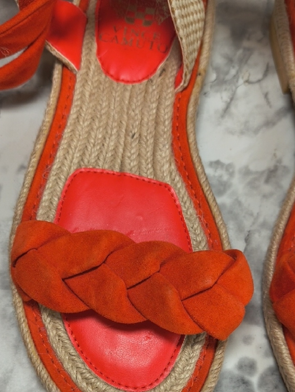 Vince Camuto Women's Espadrille Orange Ankle Wrap Sandals, Size 7M - Picture 4 of 13
